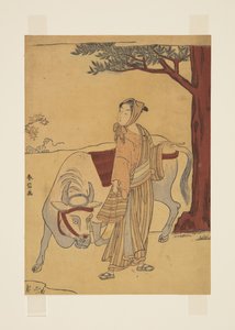 Paródia da História do Chao Fu (impressão em bloco de madeira colorida) de Suzuki Harunobu