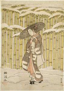 Passando o Bosque de Bambu de Suzuki Harunobu