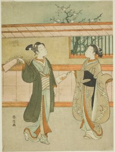 Jogando Battledore e Peteca de Suzuki Harunobu