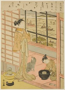 Line r people g re ls at Shinagawa (norma de Shinagawa), da teserie "English ght fasio be vier ws of Edo (Fru Edo Hakkei)" de Suzuki Harunobu