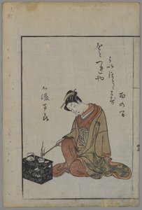 Beleza sentada, Período Edo (impressão a cores em xilogravura) de Suzuki Harunobu