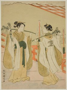 Sh Rine Maita s Ohami plan d Ohatsu Dan Shin g At Yushima Tenjin Sh Rine de Suzuki Harunobu