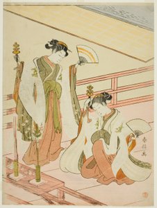 A Dança das Donzelas do Santuário Ohatsu e Onami de Suzuki Harunobu