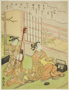 A Lua (Tsuki), da série "Cenas elegantes de neve, lua e flores (Furyu setsugekka)" de Suzuki Harunobu
