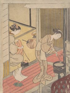 As velas de retorno do toalheiro, c. 1766., c. 1766. de Suzuki Harunobu