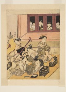 The Watchers and the Watchched (impressão a cores em bloco de madeira) de Suzuki Harunobu