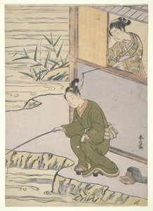 Fazendo cócegas no pescador de Suzuki Harunobu