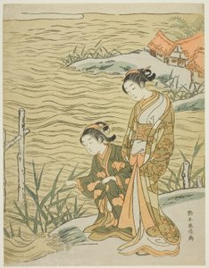 Duas mulheres à beira-mar de Suzuki Harunobu