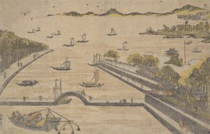 Vista de Fukagawa, Edo, ou? 1764. , mosquito. 1764. de Suzuki Harunobu