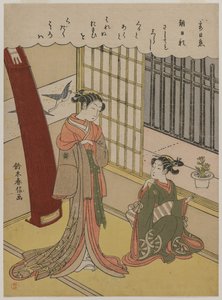 Mulher e empregada doméstica, finais dos anos 1760. de Suzuki Harunobu