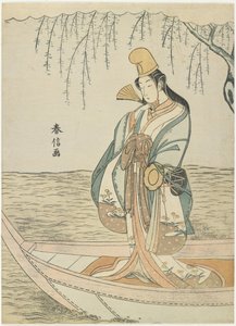 Mulher em um barco de asazuma com o disfarce de shirabyo_shi, c. 1767 de Suzuki Harunobu