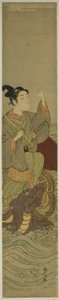 Jovem montando uma tartaruga gigante (paródia de Urashima Taro) de Suzuki Harunobu