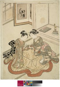 Moças brincando de berço de gato, c.1767-68 de Suzuki Harunobu