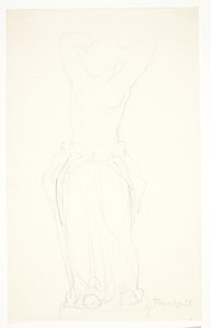 Desenho de estudo para a estatueta "Mulher arrumando o cabelo"