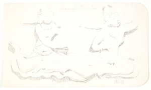 "Mulheres Flutuantes". Folha de estudo após relevos em Borobudur, Java.