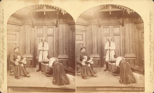 Morte de Babys, seção sueca, do título da exposição: Cenas na vida doméstica dos suecos, exposição na, edifício principal da exposição, construção, 1876 (impressão estereoscópica) de Swedish Photographer