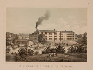 Moinho de algodão, Stromsbro, Suécia, c.1840 (cor litho) de Swedish School