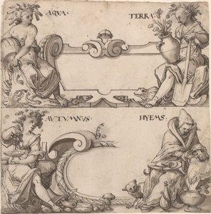 Água e Terra/Outono e Inverno de Swiss 16th Century