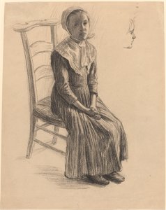 Garota Sentada em Fantasia de Camponesa de Swiss 19th Century