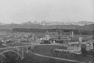 Berna, Vista do Kirchenfeld e dos Alpes Berneses (foto a p/b) de Swiss Photographer