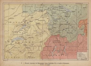 Ducados de Borgonha e Alamannia, início do século X (gravura a cores) de Swiss School