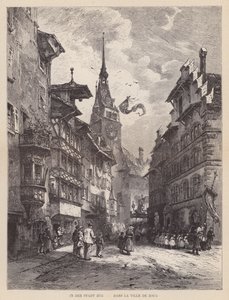 Na cidade de Zug, Dans la Ville de Zoug (gravura) de Swiss School