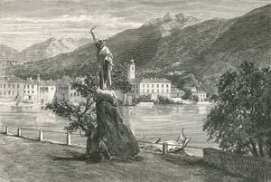 Lugano, com a estátua de Tell por Vela de Swiss School