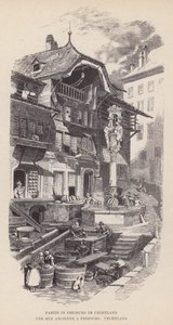 Lote em Friburgo na Uechtland, Une Rue Ancienne a Fribourg, Uechtland (gravura) de Swiss School