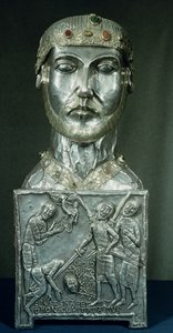 Relicário chefe de St. Candidus, c.1165 (ouro e prata)