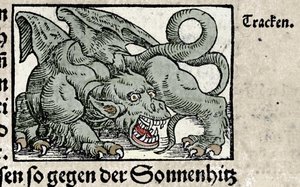 Representação de um dragão: gravura de "Den Edlen Strengen Besten Fromen" de Johann Stumpff. 1550 de Swiss School