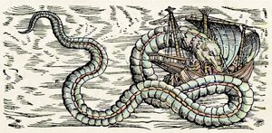 Monstro marinho, ilustração de "Historiae Animalium" de Conrad Gesner de Swiss School