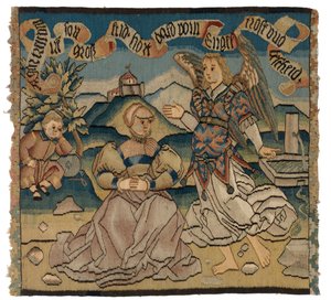 Painel de tapeçaria representando Agar e o Anjo de Swiss School