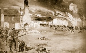 Os franceses derrotam a Guarda Imperial Alemã em uma vila que mudou de mãos quatro vezes, 1914-19 de Sydney Adamson