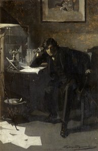 Retrato de Sir John Martin Harvey (óleo sobre cartão) de Sydney C Lucas