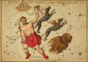 Bootes Canes Venatici, Coma Berenices e Quadrans Muralis, ilustração de 