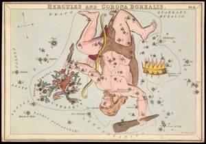 Hercules e Corona Borealis, c.1825 (cartão, papel, tecido) de Sydney Hall
