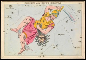 Perseus e Caput Medusae, c.1825 (cartão, papel, tecido) de Sydney Hall
