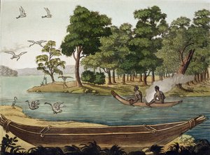 Método de Navegação na Nova Holanda, gravado por F. Fumagalli, ilustração de uma coleção de livros de viagem do início do século XIX