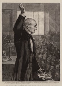 A Campanha do Sr. Gladstone, o Encontro no Salão de Música em Edimburgo (gravura)