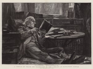 Um Templo da Paz, o Sr. Gladstone na Biblioteca do Castelo de Hawarden