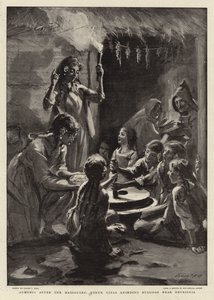 Armênia após os massacres, garotas Yoruk moendo Bulgoor perto de Devrishia de Sydney Prior Hall