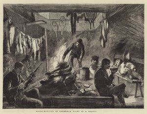 Caça aos alces no Canadá, uma noite em um shanty de Sydney Prior Hall