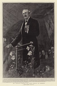 Sr. Balfour fazendo seu primeiro discurso como Premier de Sydney Prior Hall