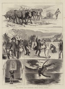 Pessoas e modas antigas perto de Lewes, Sussex