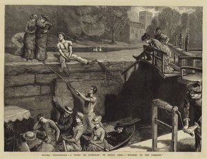 Oxford Illustrated, um piquenique para Nuneham, em Iffley Lock, encerrando a empresa de Sydney Prior Hall