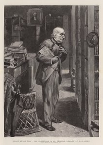 Paz após Toil, Sr. Gladstone na biblioteca de St Deiniol em Hawarden