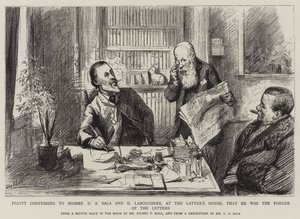Pigott confessando a Messers GA Sala e H Labouchere, na Casa dos Últimos Dias, que ele era o falsificador das letras de Sydney Prior Hall