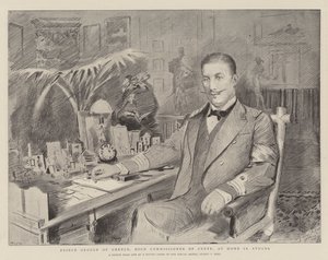 Príncipe George da Grécia, Alto Comissário de Creta, em casa em Atenas de Sydney Prior Hall