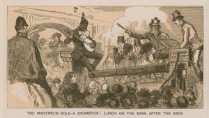 Reminiscências de uma Corrida de Barcos de Oxford e Cambridge: A Dole do Minstrel - uma baqueta; almoçar no banco depois da corrida de Sydney Prior Hall