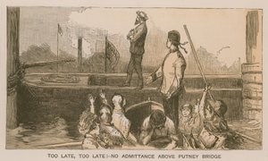 Reminiscências de uma corrida de barcos em Oxford e Cambridge: Tarde demais, tarde demais! Não há entrada acima de Putney Bridge de Sydney Prior Hall